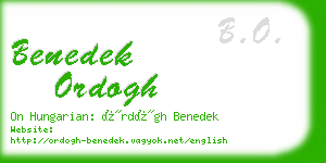 benedek ordogh business card